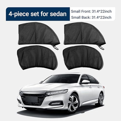 Car Window Sun Shade Cover, 4 PCS Breathable Mesh Car All Side Window Sunshade, Mosquito Net Curtain, Reduce Sun Rays, Sun Glare, Privacy Protection, Cover Full Window Suitable for Most Sedans - size: 4 Pcs #Sedan Style