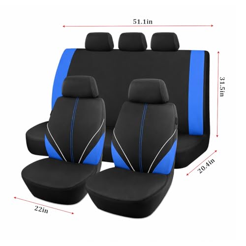 Mandark Car Seat Cover Full Set, Beathable Waterproof Heavy-Duty Vehicle Front and Rear Split Bench Seat Covers, Auto Interior Chair Protector, Universal for SUV Automobile Truck (Blue) - color: Blue