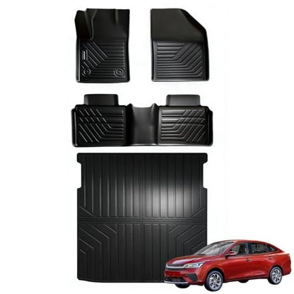 Floor Mats for 2024 2025 2026 Chevrolet Chevy Aveo (Not Fit 2-Door & HB) with Cargo Mat, TPE All Weather Protection Car 1st & 2nd Row Floor Liners with Trunk Mat Full Set Accessories,Black - size: For 2024-2026 Aveo