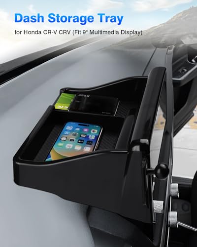 FIILINES Dash Organizer for Honda CR-V EX-L/Sport-L Hybrid 2023-2026 (Fit 9" Touch Screen), Center Console Dash Tray for CRV ABS Dash Storage Box Accessories Black