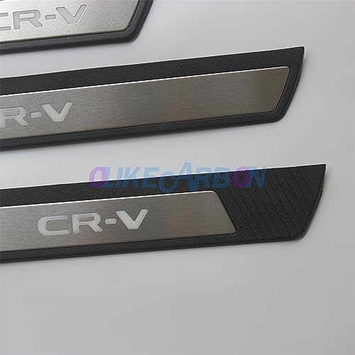 OLIKE Fashion Style Stainless Steel Door Sill Scuff Plate Guard Sills Protector Trim Compatible with Honda CR-V CRV 2023 2024
