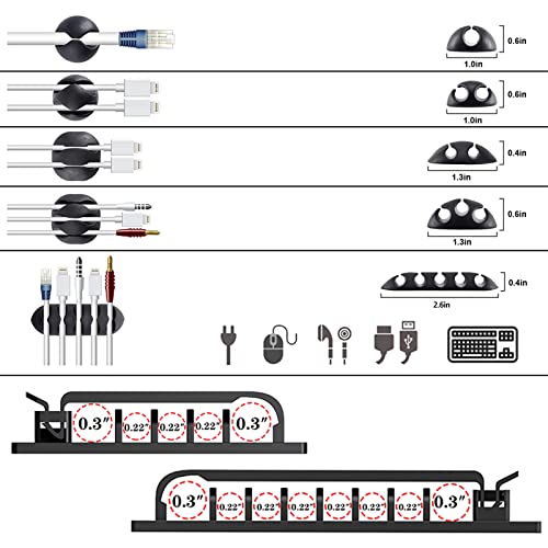 311Pcs Cable Management Organizer Kit 4 Cable Sleeve Split,53Cable Clips 12Cord Clips Holder,22 Cable Ties, 20 Adhesive Wall Cable Tie, 200Fasten Cable Ties for TV Office Home Electronics - size: 311 Pcs
