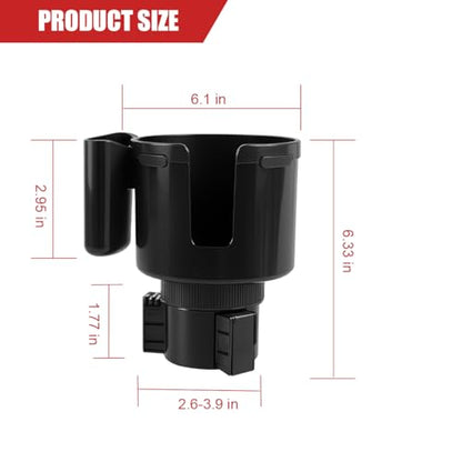 2 in 1 Car Cup Holder Expander with Phone Holder, 2.6"-3.93" Vehicle Cupholder Extender Adapter with Expandable Base, Auto Interior Water Bottle Accessories, Universal fit