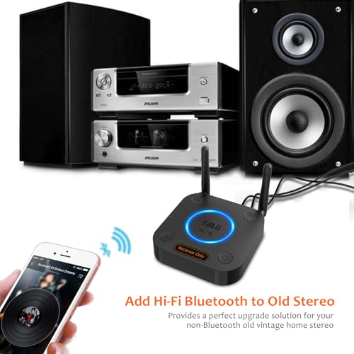 [Upgraded] 1Mii B06Pro Long Range Bluetooth Receiver, HiFi Wireless Audio Adapter, Bluetooth 5.3 Receiver with 3D Surround aptX HD Low Latency Optical RCA AUX 3.5mm Coaxial for Home Stereo System - color: B06Pro Black
