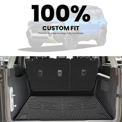 LASFIT Cargo Mat+Rear Back Seat Protector+Underfloor Storage Mat for Ford Bronco 4-Door 2021-2026 TPE All Weather Protection Liners Waterproof Backrest Mat Custom Fit Non-Slip Easy Clean - style: 4) Bronco 4-door| 21-25 | Cargo Liners + Backrest Mat