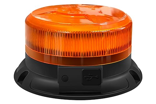 AnTom Magnetic Wireless Strobe Light, Waterproof Rechargeable LED Beacon Lights for Trucks, Vehicle Emergency Flashing Warning, forklifts,Tractors,Golf Carts,Cars - color: Amber