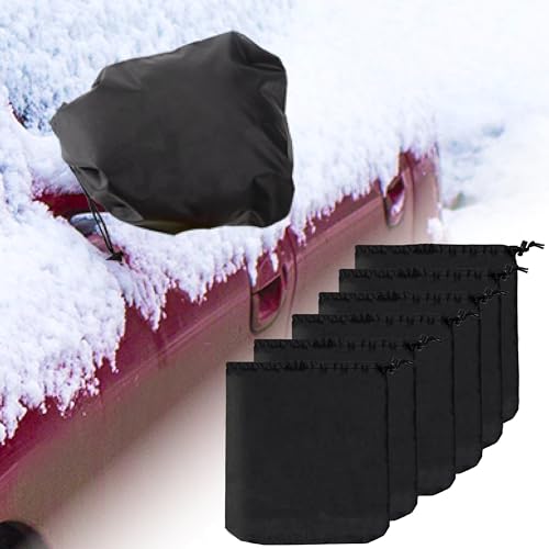 6Pcs Side Mirror Covers, Waterproof Car Side Mirror Protection for Snow, Ice, Bird Droppings - Universal Fit for Cars, SUVs, Winter Rearview Guard, Auto Exterior Accessories with Drawstrings - color: 6PCS