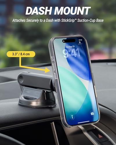 Scosche MPQTRWDA Qi2 MagSafe Car Mount Charger 25W Fast Wireless Magnetic Cell Phone Holder with Adjustable Arm for Windshield or Dashboard Compatible with iPhone 17/16/15/14/13/12 & Samsung S25 - style: Window / Dash Extendo Suction