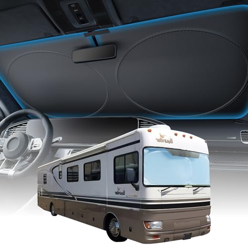 2025 Upgraded Zanch Car Front Windshield Sun Shade - Ultimate UV Protection & Heat Reduction|Innovative No Light Leakage Technology|Foldable Design for RV/Thor, 3X-Large(102'' x 51'') - size: 3XL-RV/BUS/Semi