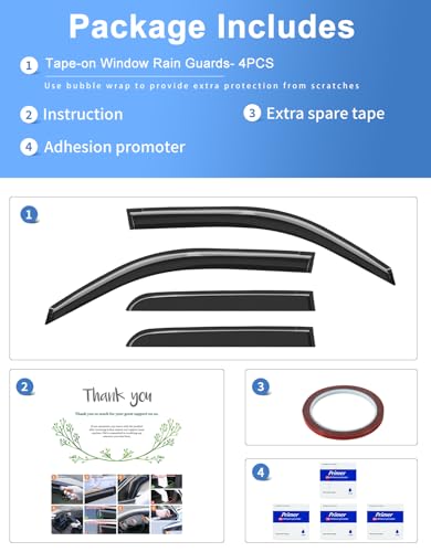 Tape-on Rain Guards Fit for 2003-2009 Toyota 4Runner Extra-Thick Window Rain Guard Window Deflectors Window Vent Visors Vent Shades Exterior Car Accessories-4PCS - size: Fit for 2003-2009 Toyota 4Runner