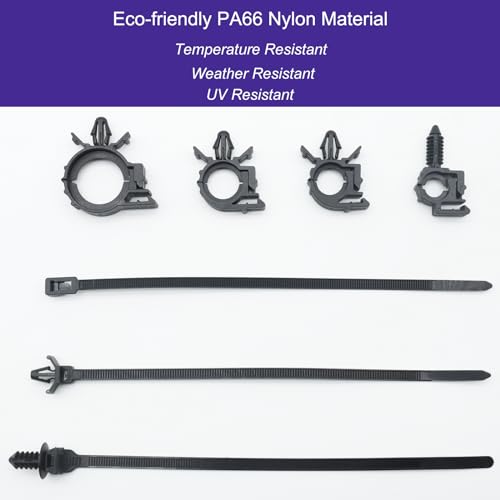 Universal Push Mount Cable Zip Tie with Automotive Wire Loom Clips Kit, Car Engine Bay Replacement Parts for Trucks Cars (50pcs) - color: Style a, size: 50