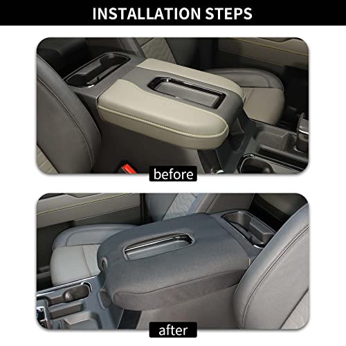 Armrest Pad Cover Center Console Lid Cover Compatible with 2019-2023 Chevrolet Silverado & GMC Sierra, 2020-2023 Chevy Suburban, Interior Console Replacement Accessories, Black - color: Black (Elasticity)