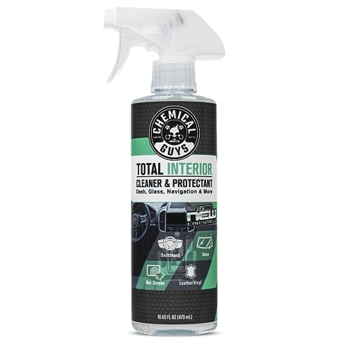 Chemical Guys Total Interior Cleaner & Protectant - New Car Scent, Car Cleaning Spray, Cleans and Protects Leather, Vinyl, Plastic, Rubber, and Glass, Safe for Trucks, SUVs, Jeeps, RVs & More - 16 oz - size: 16 Fl Oz (Pack of 1), style: New Car