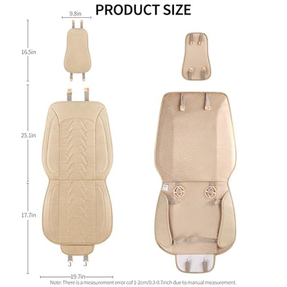 Linen Car Seat Covers Breathable Cloth Fabric Front Seat Protectors Automotive seat Covers Universal Fit for Most Cars Vans SUVs and Trucks（Beige，2PCS） - color: BEIGE