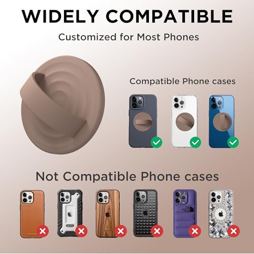 Magnetic Phone Grip Ring Holder, Liquid Silicone Magnet Cell Phone Grip Finger Loop, Compatible with Magsafe, Back of Phone for iPhone 17/16/15/14/13/12 Series, Light Brown - color: Light Brown