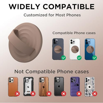 Magnetic Phone Grip Ring Holder, Liquid Silicone Magnet Cell Phone Grip Finger Loop, Compatible with Magsafe, Back of Phone for iPhone 17/16/15/14/13/12 Series, Light Brown - color: Light Brown