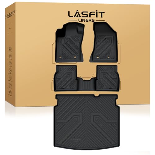 LASFIT Floor Mats for Jeep Compass 2026 2025 2024 2023 2022 2021 2020 2019 2018 2017, All Weather TPE Custom Fit Floor Liners Cargo Mat Trunk Liner Full Set 4 PCS Accessories for Compass Black - style: Compass 17-26