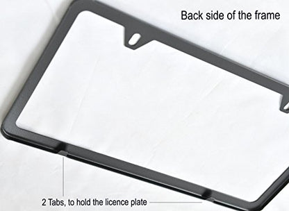 LFPartS Slim Style Polished Stainless Steel License Plate Frame Gunmetal Black Finish
