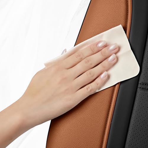 Road Comforts Leather Seat Covers, Breathable Car Seat Covers Full Set for Men,Airbag Compatible, Automotive Seat Covers Set Universal Fit Most Cars,Vans,Truck,SUV - color: Brown Full Set