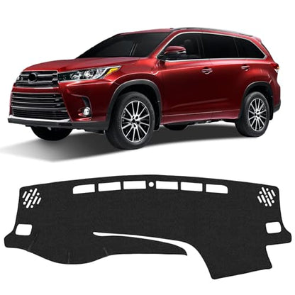 KUST Black Dash Cover Compatible with Toyota Highlander 2014-2019 Dashboard Cover Accessories for Highlander Non-Slip Polyester Dashboard Mat Custom Fit Center Console Sunshield Protector No Glare - size: Highlander 14-19(Black)
