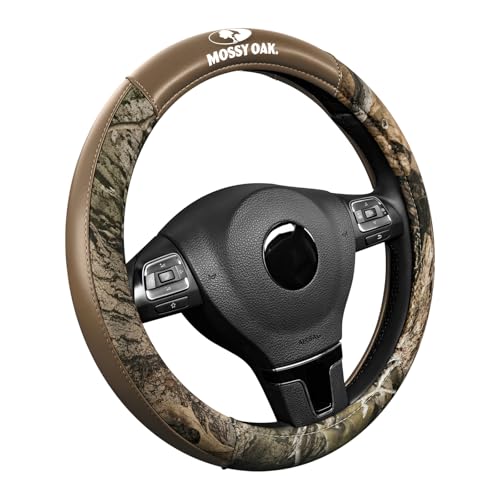 Mossy Oak Camo Steering Wheel Cover, Durable Grip Car Steering Cover, Universal Fit 14.5"–15.5" - Made with Premium Beige PVC Leather and Cotton Fabric, Anti-Slip - Official Licensed Product - color: Beige