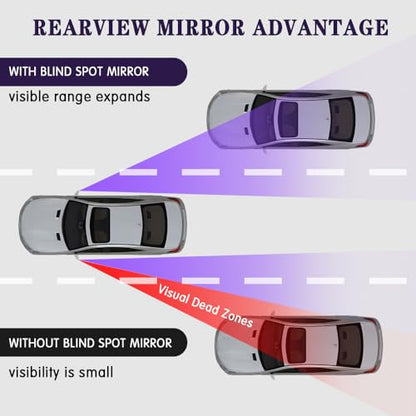 2PCS Blind Spot Mirror, Side Mirror Blindspot, Heart Shaped HD Glass Frameless Convex Rear View Mirrors, 360° Adjustable Wide Angle Auxiliary Mirrors Accessories Universal for Most Vehicles