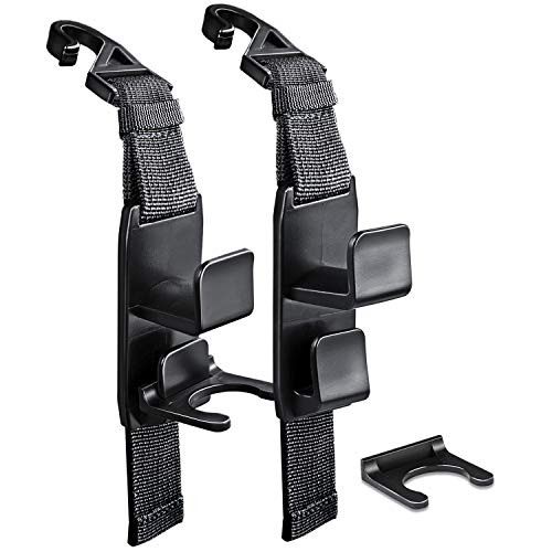 Adjustable Headrest Hooks for Car, Purse Hanger Headrest Hook Holder for Car Seat Organizer Hook for Purse or Grocery Bags,2 Pack, Black - color: 2Pack Black