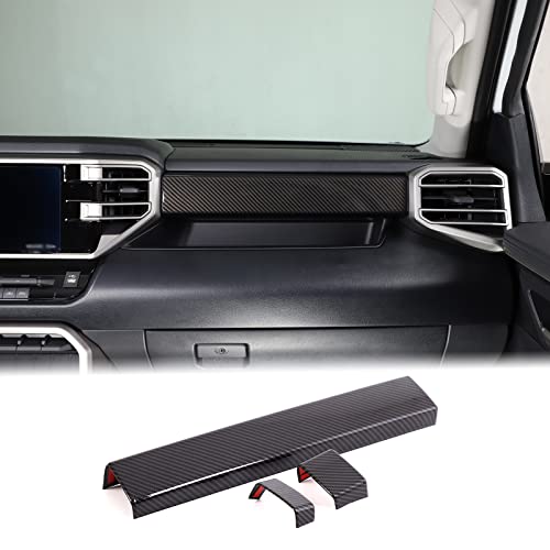 Aunginsy Central Control Dashboard Panel Strips Trim Compatible with Toyota Tundra/Sequoia 2022-2026, Car Center Console Dash Board Molding Panel Decorative Cover Protection ABS Interior Accessories - color: Carbon Fiber Pattern