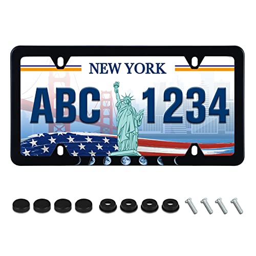 Moon Phase Change License Plate Frame Moon License Plate Holder Stainless Steel Auto Parts Personalise Decoration with Screws for Men Women License Plate 4 Holes 1pcs - color: Moon Phase Changes, size: 1 Pack