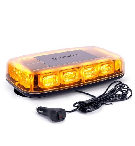 Xprite Upgraded 12" 72LED Rooftop Mini Strobe Lights, Emergency Safety Flashing Beacon Light bar with Magnetic Base for 12V-24V Construction Vehicles, Trucks, Snow Plow, Postal Car (Amber) - color: Amber