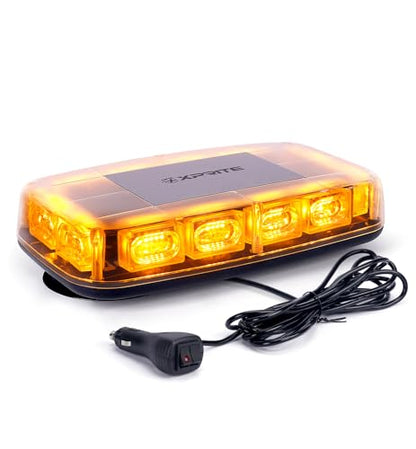 Xprite Upgraded 12" 72LED Rooftop Mini Strobe Lights, Emergency Safety Flashing Beacon Light bar with Magnetic Base for 12V-24V Construction Vehicles, Trucks, Snow Plow, Postal Car (Amber) - color: Amber