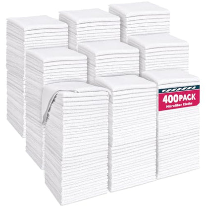 TEAWOO White Microfiber Cleaning Cloths Bulk-400 Pack, Microfiber Towels Bulk, Towels for Cars, Cleaning Rags White (12x12 inches) - color: White, size: 400 Pack