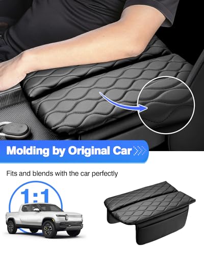 Autorder Center Console Cover for 2022-2025 2026 Rivian R1T/R1S Accessories Armrest Cover Anti-Scratch Middle Console Pad Leather Armrest Protector - size: 2022-2026 Rivian R1T/R1S