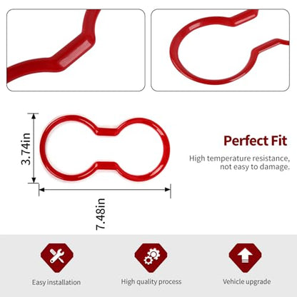 Jimen Fit for Ford Mustang 2024-2025, Center Console Front Cup Holder Cover Trim (Red) - color: Red