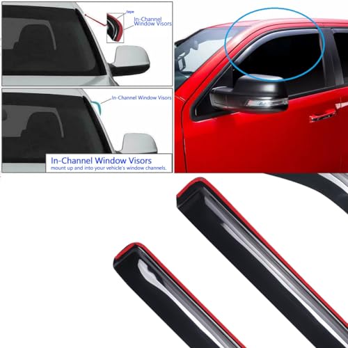 Side Window Wind Deflector,4pcs in-Channel Style Rain Guards,Dark Smoke Window Visors fit for 2006-2010 Jeep Commander 194117 - size: 2006-2010 Commander In-Channel
