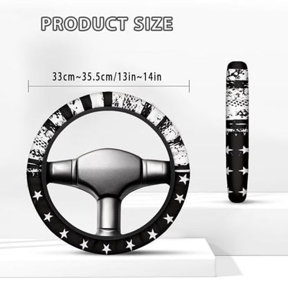 American Flag Steering Wheel Cover Protector Golf Cart Steering Wheel Covers Car Accessories Steering Wheel Cover Anti-Slip Sweatproof Auto Steering Wheel Comfortable, Black - color: American Flag Black