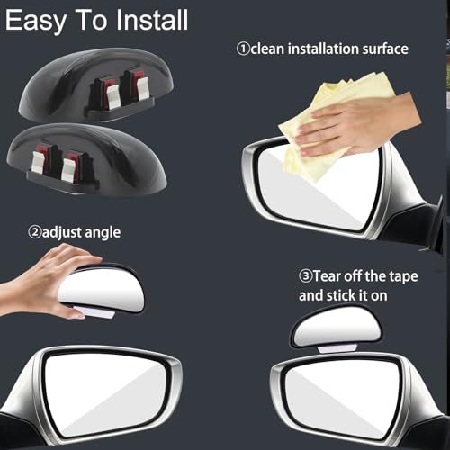 Blind Spot Mirror Adjustable 360 Degree Car Side Mirror, HD Glass Rear View Exterior Accessories Frame Thickness Less than 5MM for Car SUV (single mirror left+right) - style: single mirror left+right