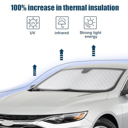 6 Layers Custom Fit Windshield Sun Shade for 2016-2024 Malibu, Foldable Car Sunshade with Storage Bag, Heat Reflective & UV Protection - size: 2016-2024 Chevrolet Malibu