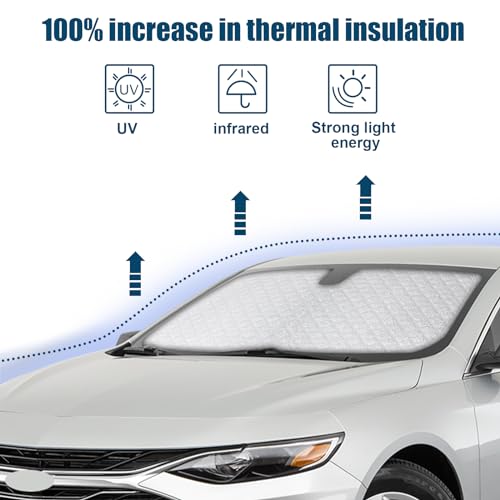 6 Layers Custom Fit Windshield Sun Shade for 2016-2024 Malibu, Foldable Car Sunshade with Storage Bag, Heat Reflective & UV Protection - size: 2016-2024 Chevrolet Malibu