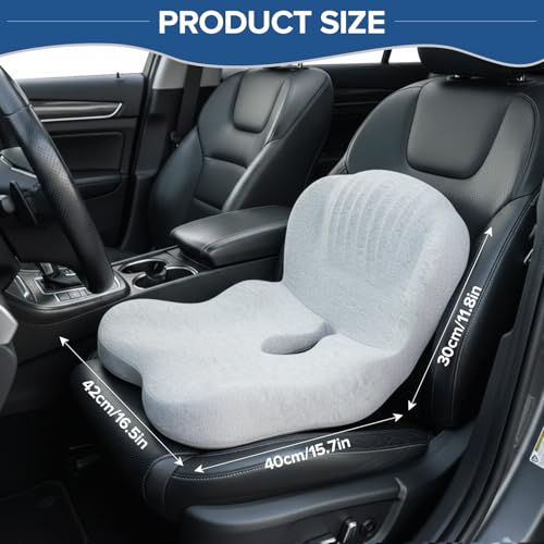 Urban Deco Memory Foam Seat Cushion, Office Chair Seat Cushion with L-Shaped Design, Ergonomic Back and Seat Pad Cushion for Car, Driving, Office, Grey - color: Grey