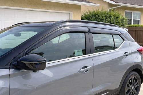 2018-2024 Tape-On Rain Guards for Nissan Kicks Side Window Visor Deflectors Extra Thick Vent Shades 2019 2020 2021 2022 2023 - size: For Nissan Kicks 2018-2024