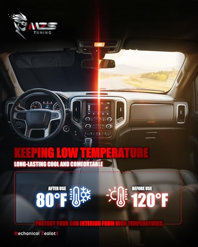 MZS Windshield Sun Shade Compatible with Ram 1500 2002-2008, Foldable Truck Sun Shade Shield with Storage Pouch, Front Window Visor RAM 1500 Sunshade Accessories for Interior Protector - size: Ram 1500 2002-2008