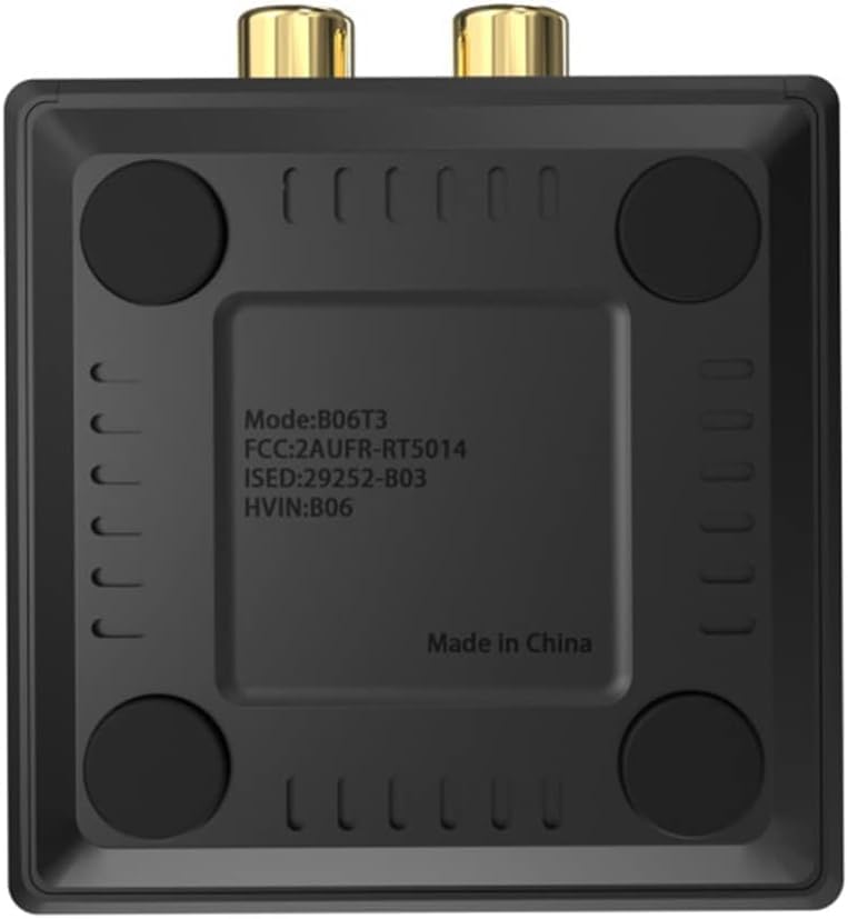 YMOO B06T3 Bluetooth 5.3 Receiver, 100ft RCA Bluetooth Audio Adapter for 3.5mm Jack AUX HiFi Home Stereo/Speaker from Smartphone/Tablet/Laptop, Dual Link for Two Speakers, SBC AAC Audio - color: Black