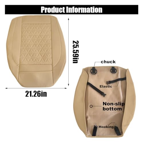 GLSOWEE Leather Car Seat Cover, Auto Front Bottom Seat Cover Luxury Car Seat Protector Anti-Slip Waterproof Cushion Cover with Storage Pocket, for Most Cars, Trucks, SUVs (Beige) - color: Beige