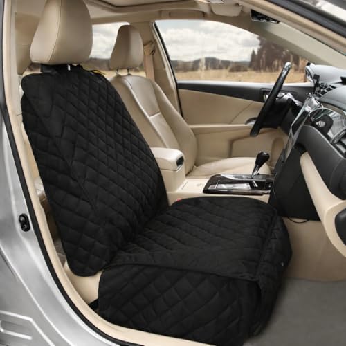 Bark Lover Deluxe Dog Seat Cover for Front Seat-More Durable Waterproof Front Seat Protector, High Heat Resistant and Nonslip Front Seat Cover for Dogs Kids, Universal Size (Black MAT) - color: Black-MAT