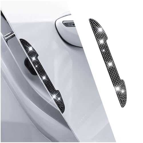 4 PCS Bling Rhinestone Car Door Handle Scratch Protector, Universal for All Cars, Vehicles, SUVs, Car Side Rearview Mirror, Car Door Edge Guard, Car Exterior Accessories for Women Men (Black) - color: Black