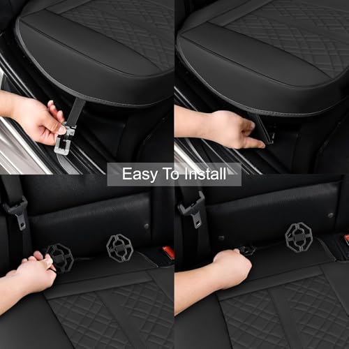SanQing PU Leather Car Back Seat Covers - Universal Protector for Seat Bottoms - Works with 90% Vehicles (Sedan SUV Truck Mini Van) - Anti-Slip (Black Rear) - color: black rear