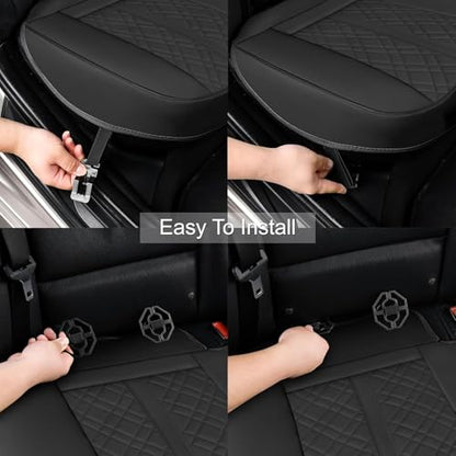 SanQing PU Leather Car Back Seat Covers - Universal Protector for Seat Bottoms - Works with 90% Vehicles (Sedan SUV Truck Mini Van) - Anti-Slip (Black Rear) - color: black rear