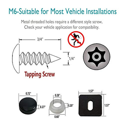 Aootf Anti Theft License Plate Screws- Rust Stainless Steel Plate Screw Resistant Security Tamper Resistant Machine License Plate Bolt License Plate Frame Fastener, Black Caps, Anti-Rattle Pad - color: 4PC Anti Theft-M-Black