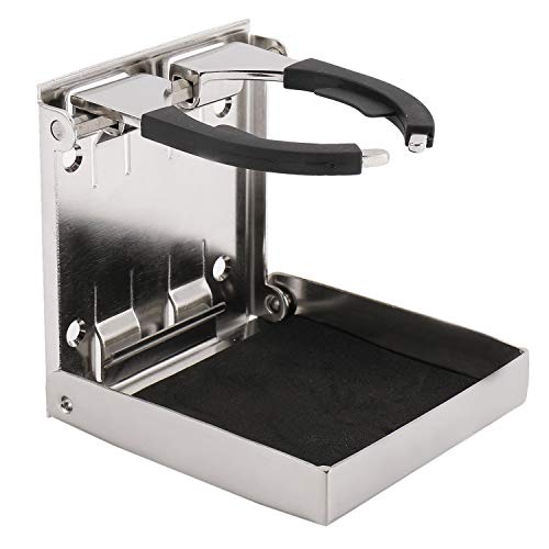 DasMarine 1 PC Stainless Steel Adjustable Folding Down Drink Holder Cup Holder for Marine/Boat/Caravan/Car (1 PC)